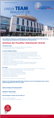 Assistenz der Prosektur (Sekretariat) (m/w/d)
